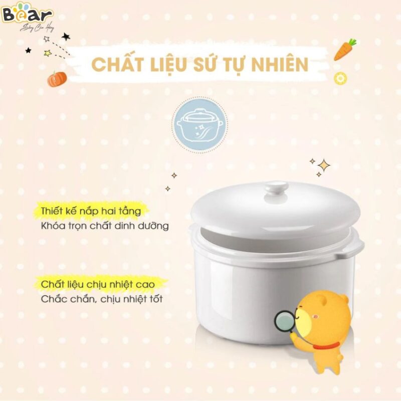 Nắp thố sứ nồi nấu chậm Bear 2.5L