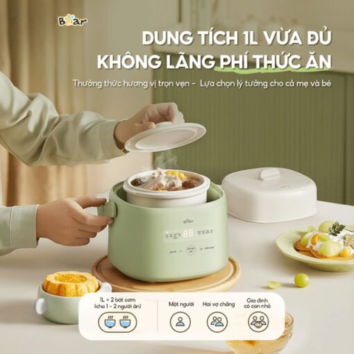 Nắp thố sứ nồi nấu chậm Bear 1L