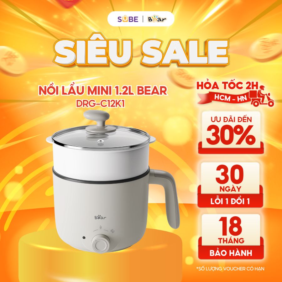 Nồi điện đa năng Bear 1.2L DRG-C12K1