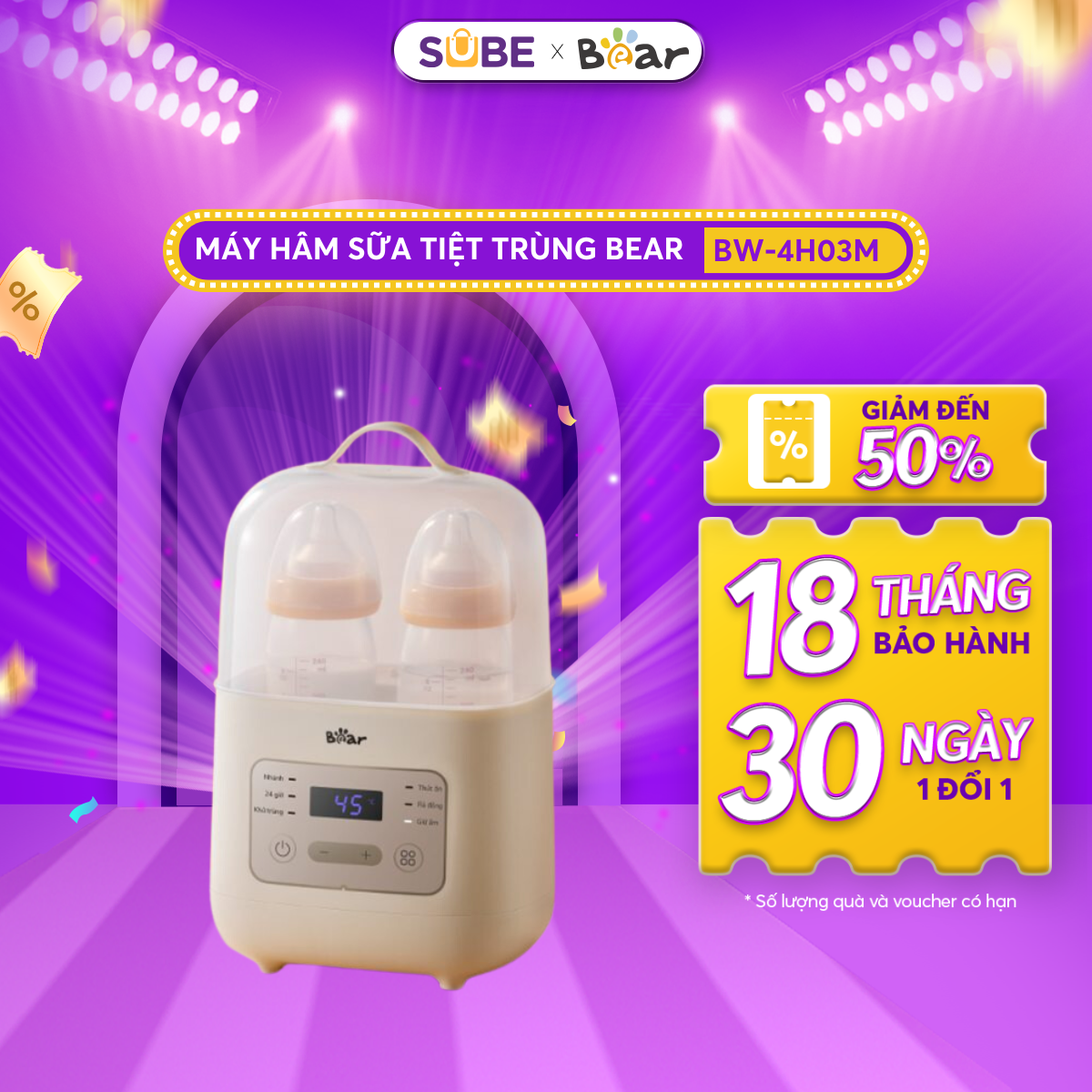 Máy hâm sữa Bear BW-4H03M