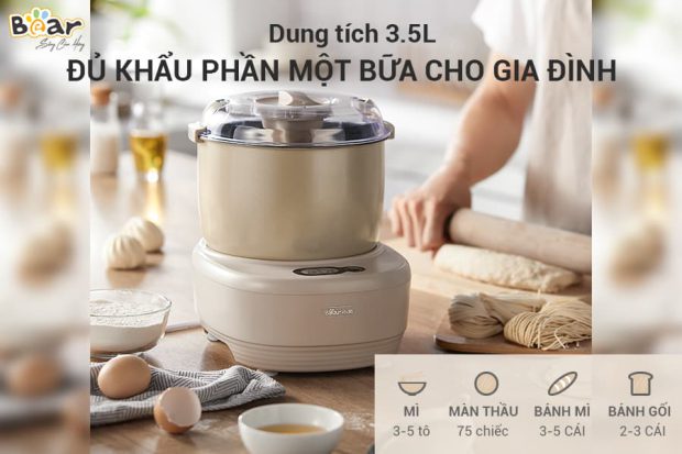 Máy trộn bột dung tích 3.5L đủ cho 1 lần làm bánh cho gia đình nhỏ, làm bánh tặng