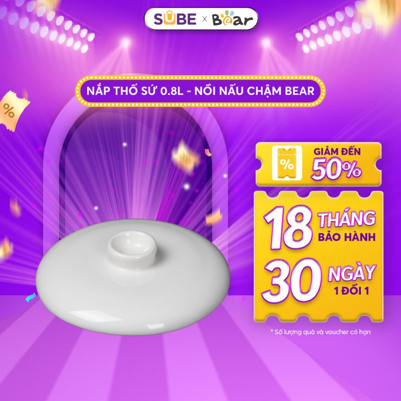 Nắp thố sứ nồi nấu chậm Bear 0.8L