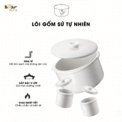 Nắp thố sứ nồi nấu chậm Bear 1.6L là giải pháp tiết kiệm cho mẹ