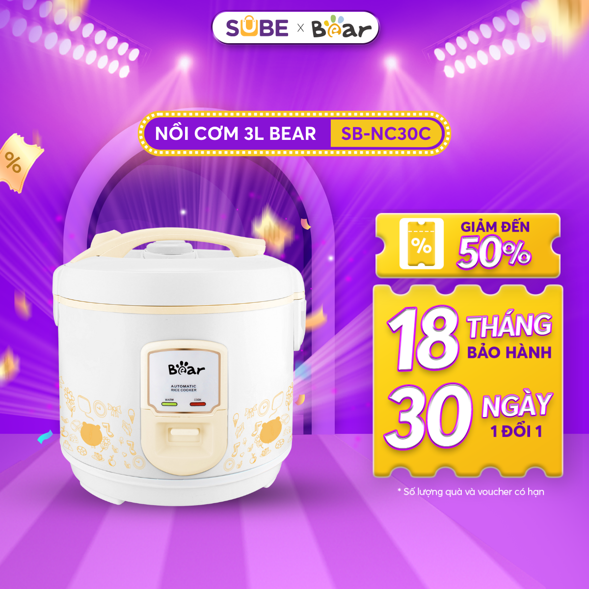 Nồi cơm điện Bear 3L SB-NC30C