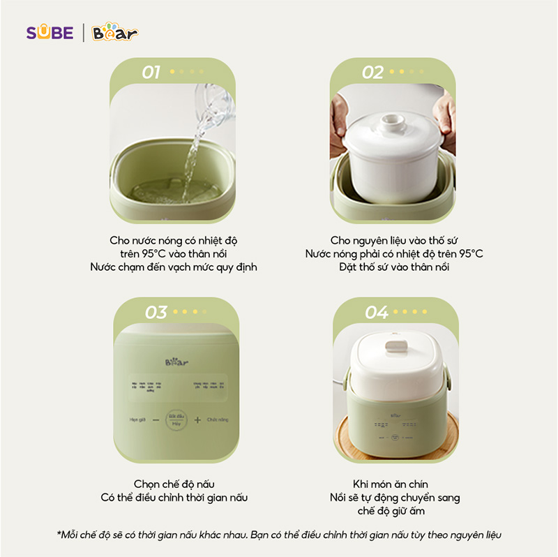 Nồi nấu chậm Bear 1L SC-4H10E