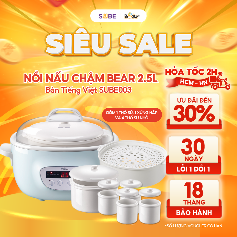 nồi nấu chậm bear 2.5l sube003