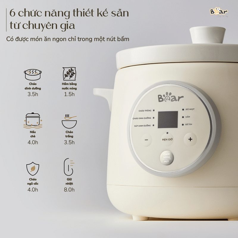 Cách sử dụng nồi nấu chậm Bear 1.5L