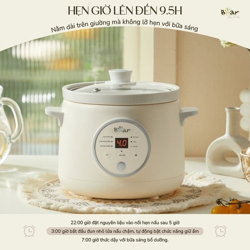 Cách sử dụng nồi nấu chậm Bear 1.5L