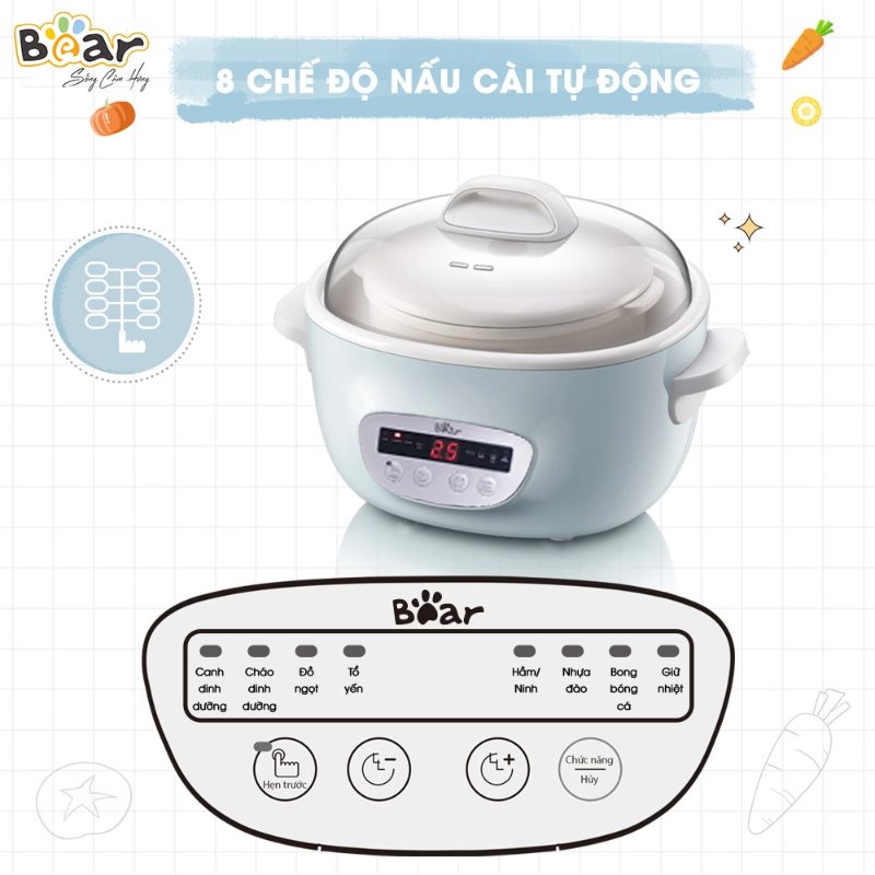 Hướng dẫn sử dụng nồi nấu chậm Bear 2.5L