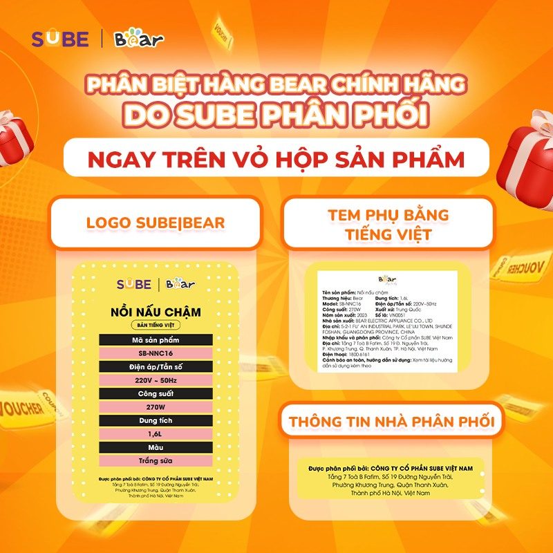 Cách phân biệt nồi nấu chậm Bear chính hãng do SUBE phân phối