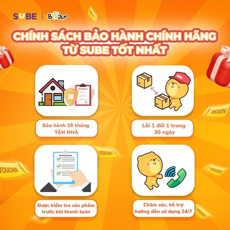 Chính sách bảo hành nồi nấu chạm Bear do SUBE phân phối