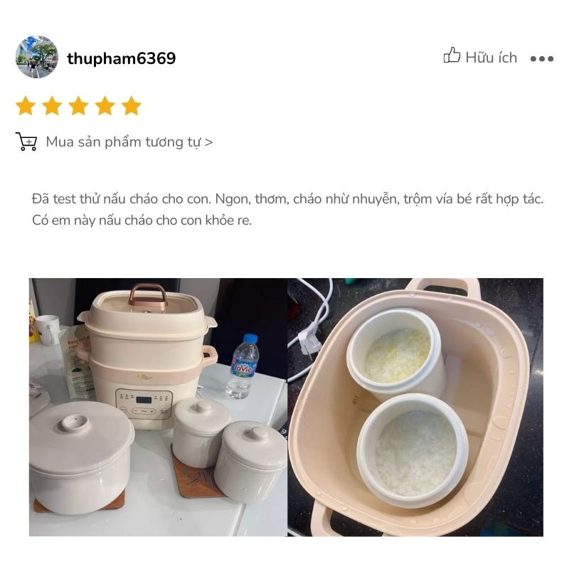 review nồi nấu cháo chậm bear