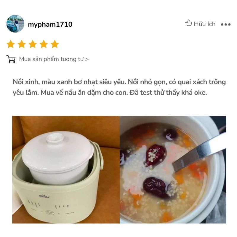 review nồi nấu cháo chậm bear