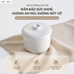Thố sứ trắng cao cấp, an toàn cho bé