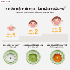 Mẹ dễ dàng chọn đúng kết cấu theo từng cột mốc phát triển của bé