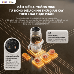 Cảm biến AI thông minh giúp xay chuẩn xác theo loại thực phẩm & độ tuổi